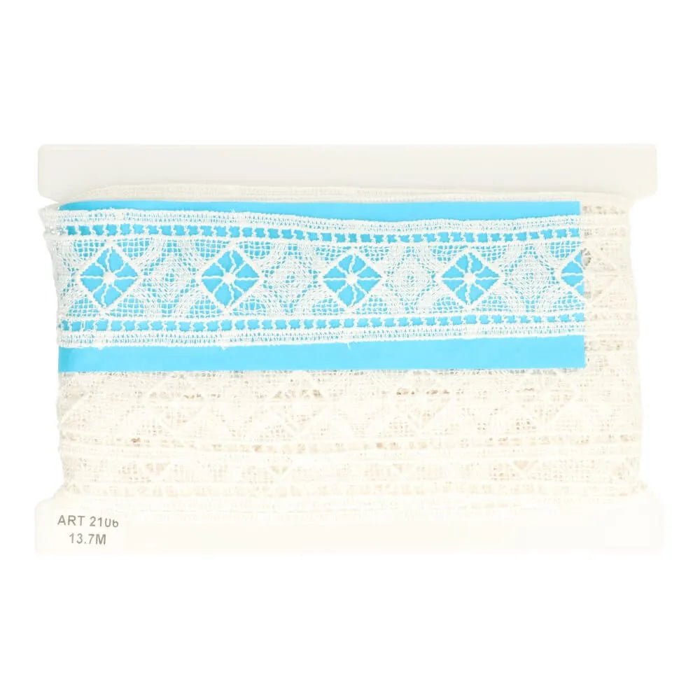 Dentelle brodée blanche - 6 cm