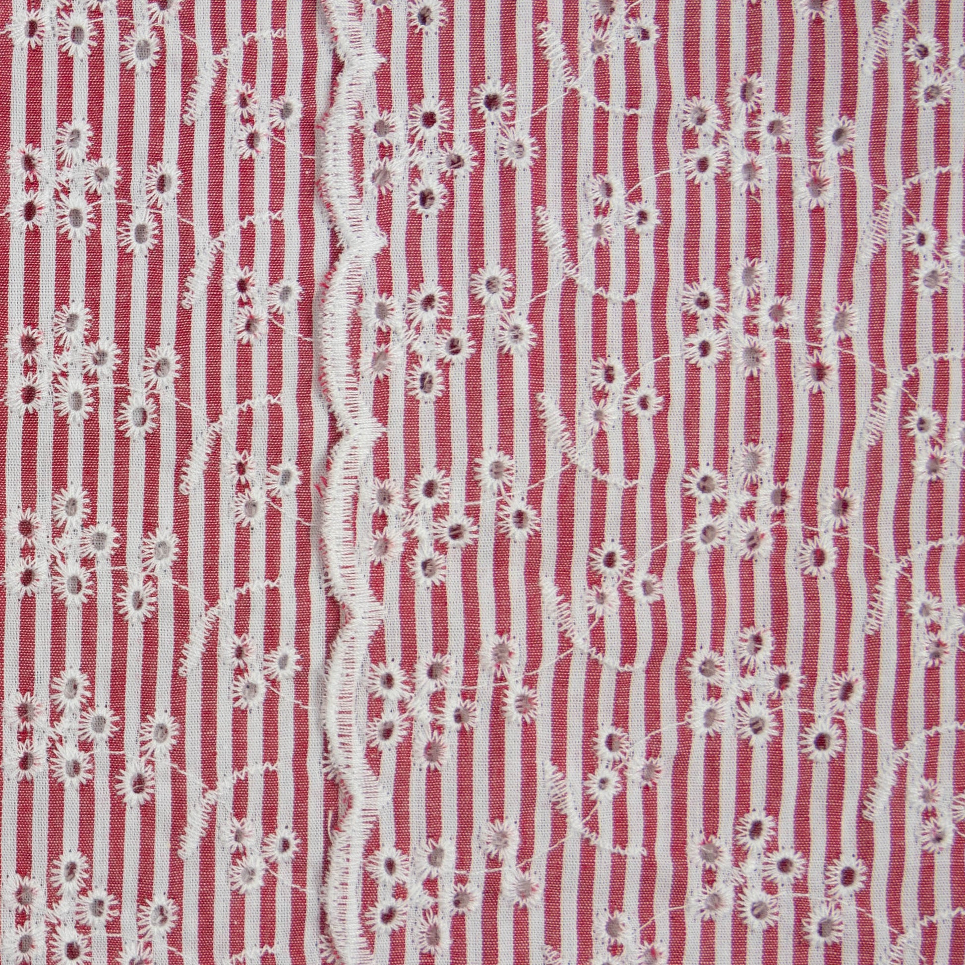 Image avec tissu en coton brodé - motif floral à rayures 120 g/m² – disponible chez Šarlotes audumi