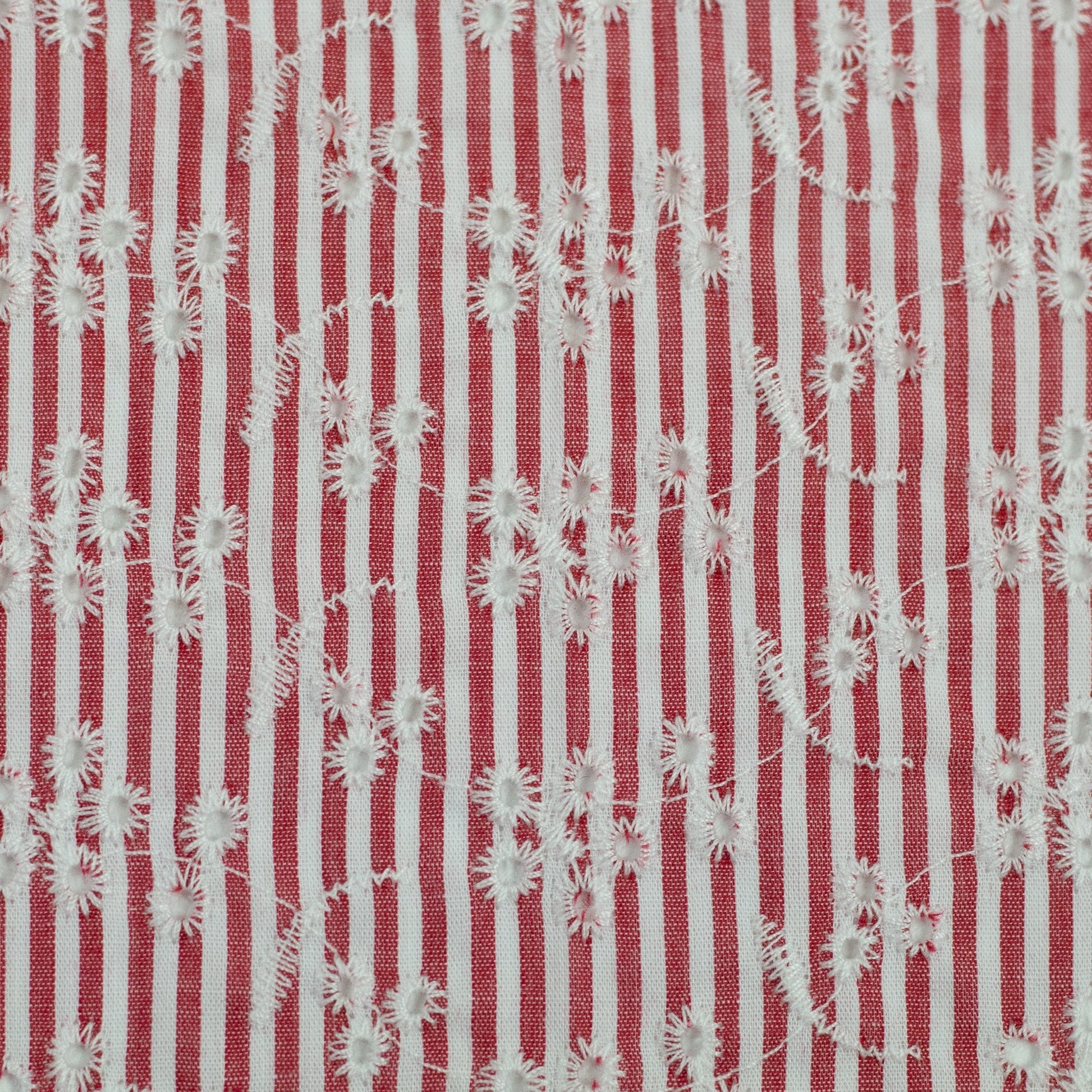 Tissu en coton brodé à motif floral et lignes, 120 g/m² – disponible chez Šarlotes audumi