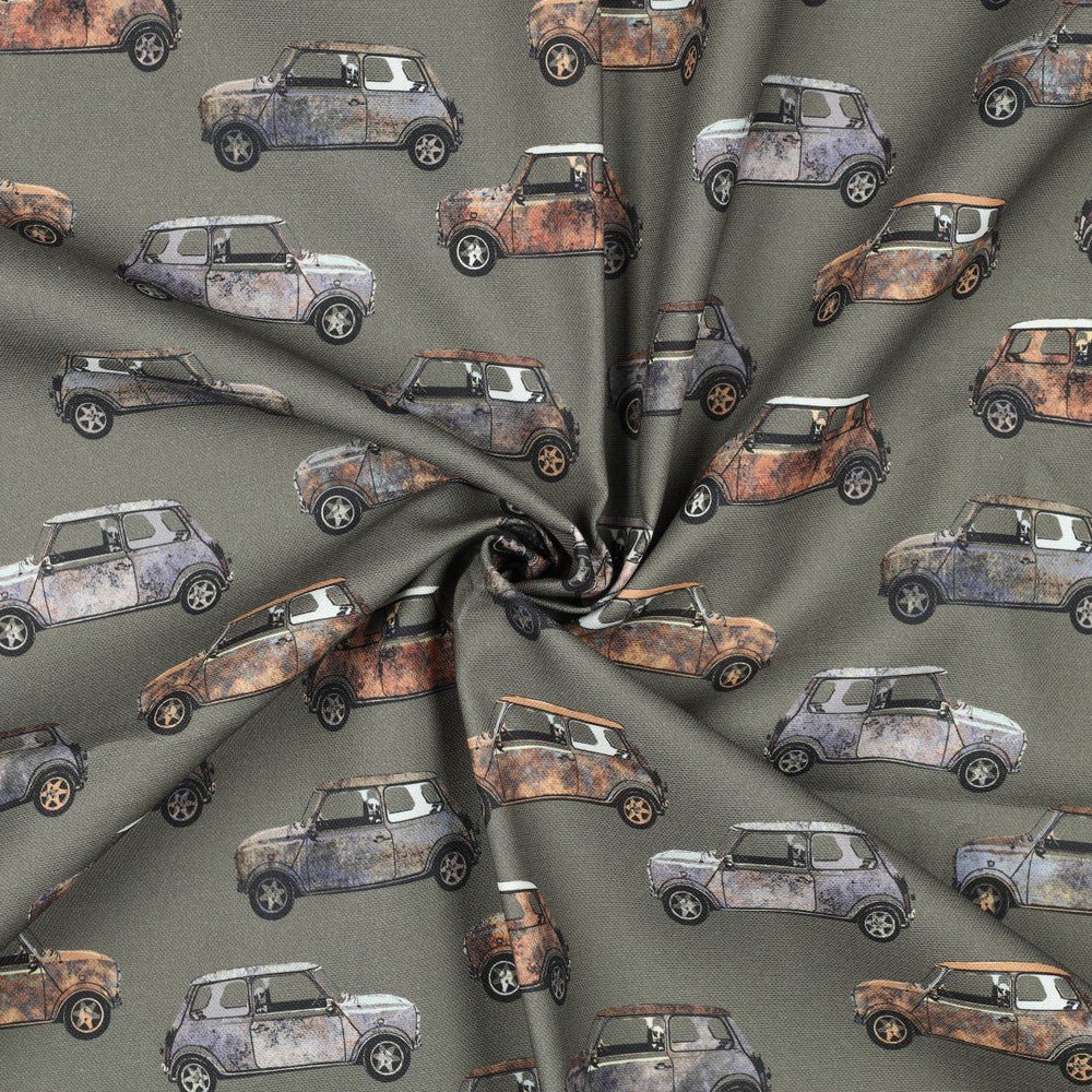 Attēls ar Kanvas audums - retro auto 225 g/m² – pieejams Šarlotes audumi