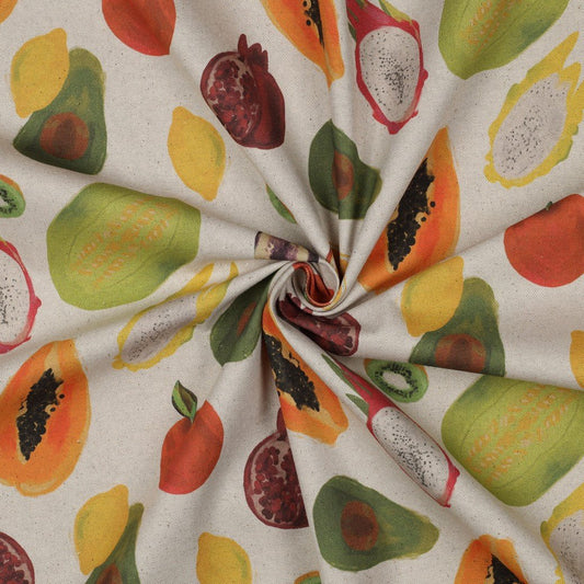 Image of canvas fabric - tropical fruits 220 g/m² – available at Šarlotes audumi