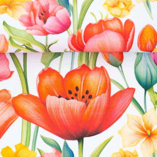 Canvas fabric - tulips 210 g/m²