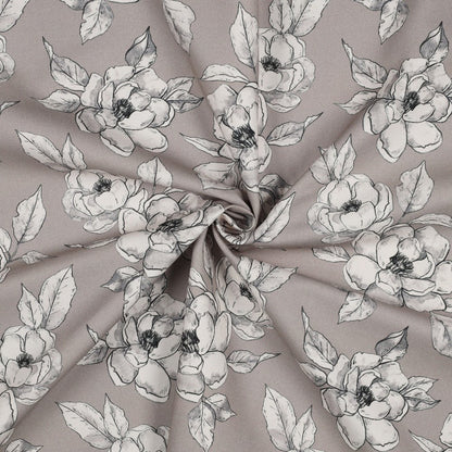 Kanvas audums - ziedi uz pelēka fona 225 g/m²