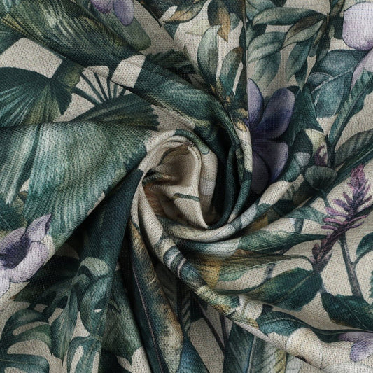 Canvas fabric - blue flowers in the tropics 225 g/m²