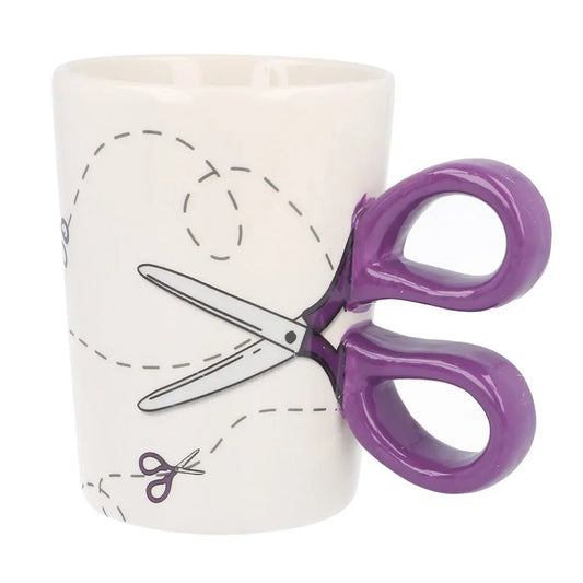 Image of Ceramic mug “Sew Tasty” with scissors | 500 ml – available at Šarlotes audumi