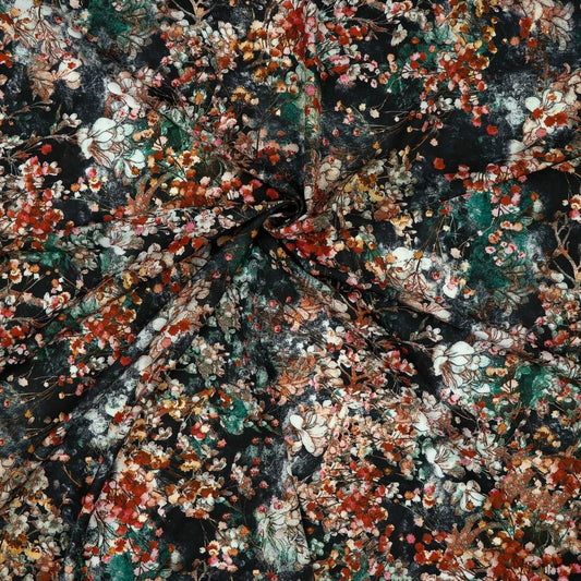 Image of dress fabric with elastane - multicolored pattern 80 g/m² – available at Šarlotes audumi
