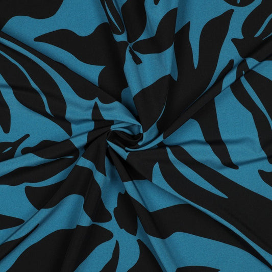 Image of dress fabric with elastane - mottled pattern on a petrol background 80 g/m² – available at Šarlotes audumi