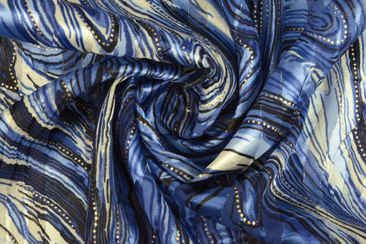 Image of dress fabric with metallic effect - starry night sky 110 g/m² – available from Charlotte Fabrics