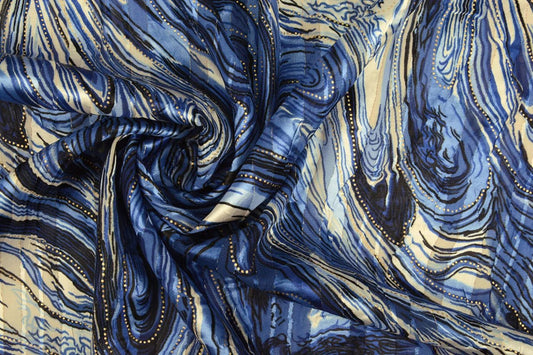 Image of dress fabric with a metallic effect - starry sky 110 g/m² – available at Šarlotes audumi