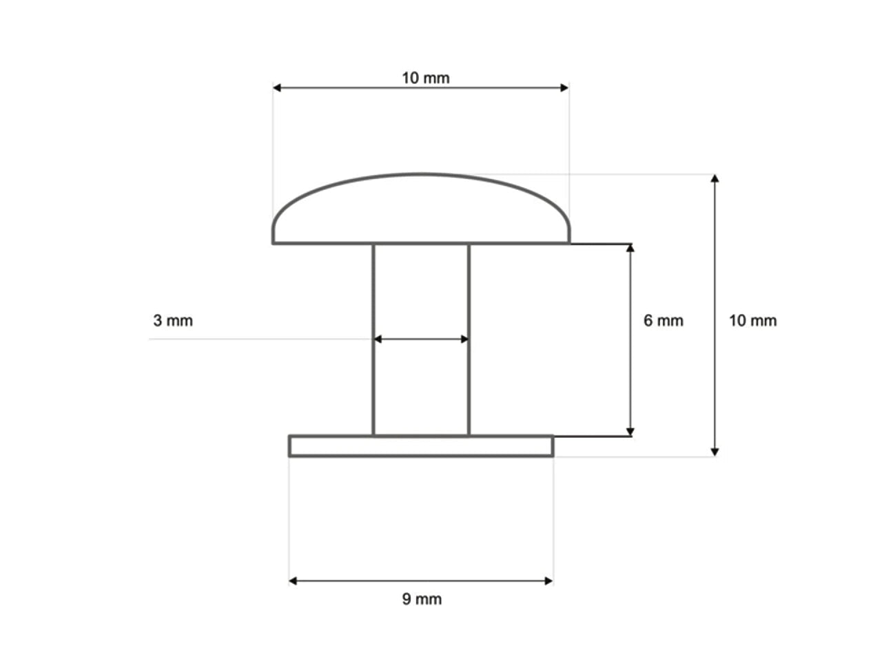Rivets métalliques double face Ø10 mm - (100 pcs)