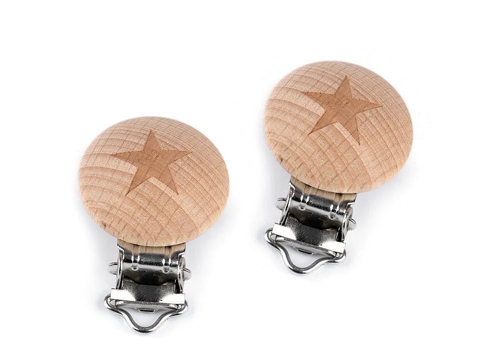Wooden pacifier clip / toy clip - star