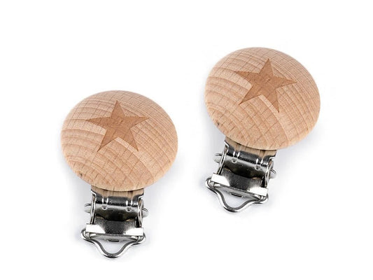 Wooden pacifier clip / toy clip - star