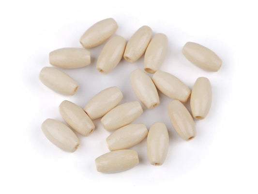 Wooden olive-shaped beads 7x15 mm – natural color |5 g.