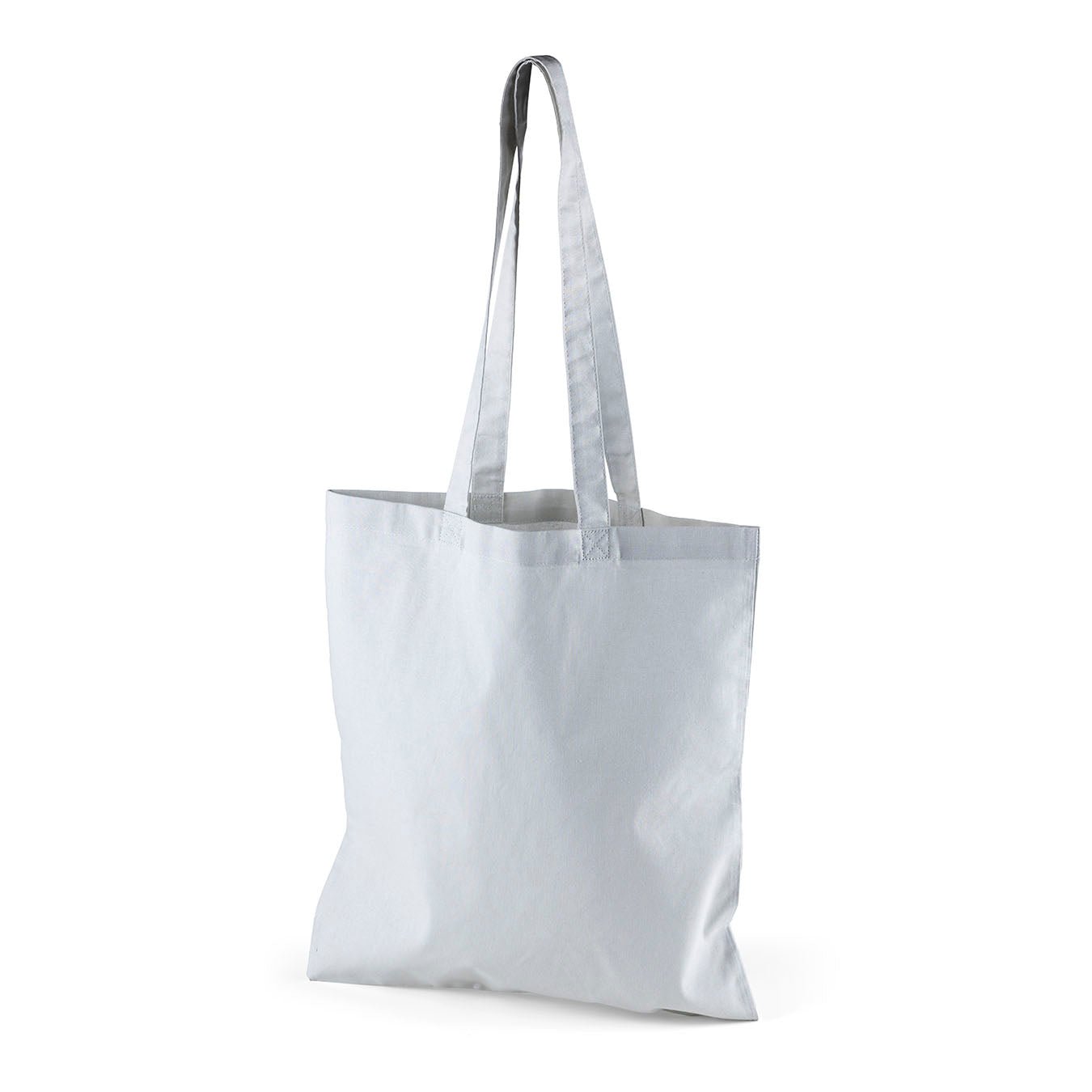 Image d’un sac en tissu de coton à longues anses 38 x 42 cm 140 g/m² - gris clair – disponible chez Šarlotes audumi