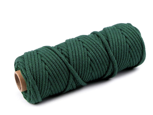 Corde en coton 5 mm - vert forêt (rouleau de 50 m)