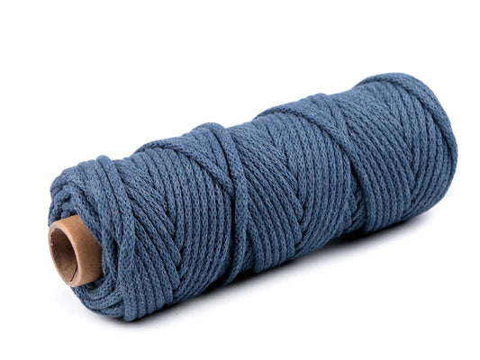Corde en coton 5 mm (rouleau de 50 m) - bleu fumé