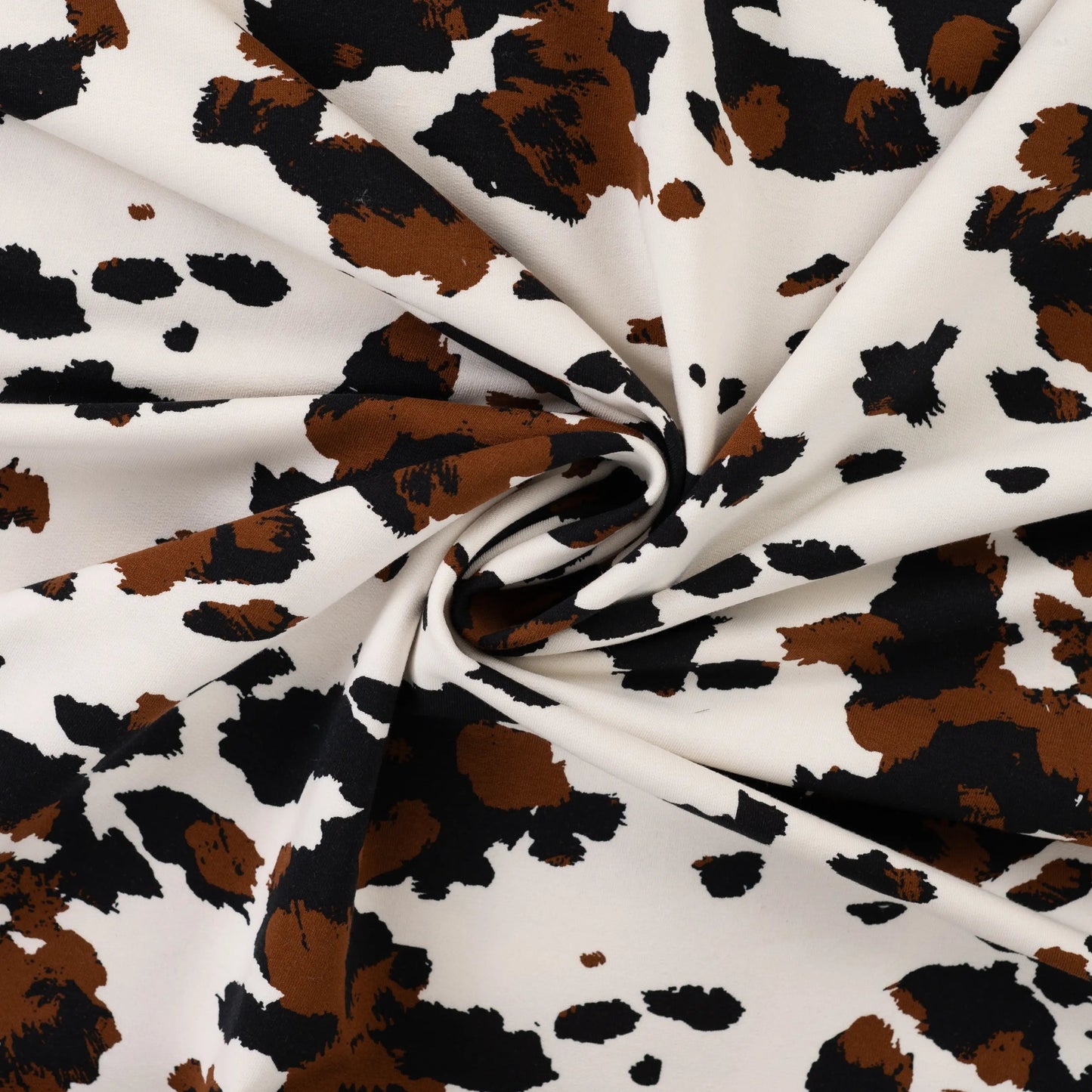 Attēls avec tricot bouclette en coton doublé - motif vache 230 g/m² – disponible chez Šarlotes audumi