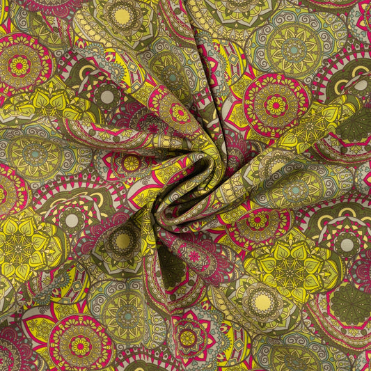 Attēls ar Kokvilnas cilpiņtrikotāža ar siltinājumu-mandalas – pieejams internetā Šarlotes audumi