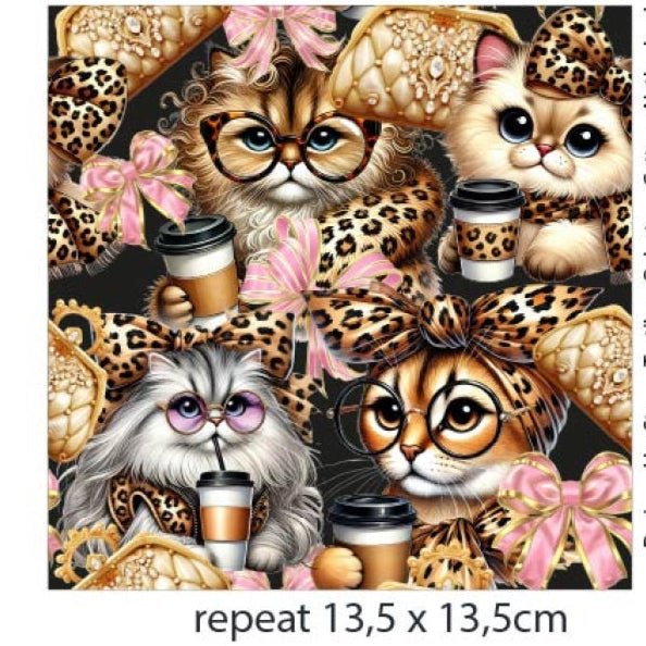 Image de jersey bouclé en coton molletonné - chats mode, 250 g/m² – disponible chez Šarlotes audumi