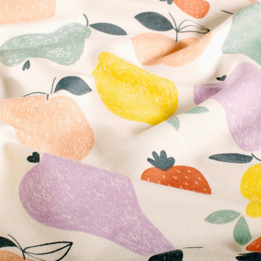 Image of cotton loopback knit - fruits 250 g/m² – available at Charlotte's Fabrics