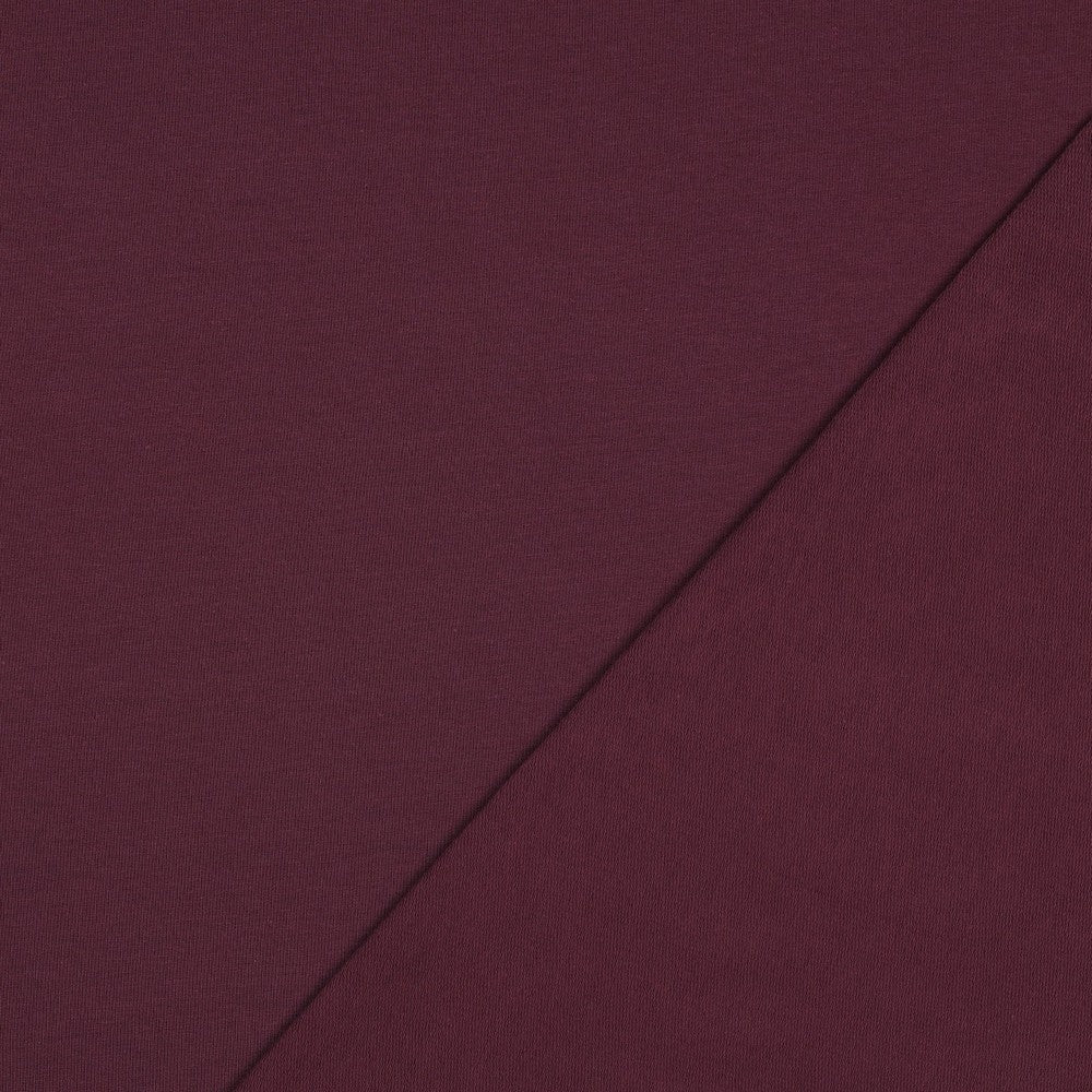 Image de tissu en jersey bouclette de coton - aubergine 235 g/m² – disponible chez Šarlotes audumi