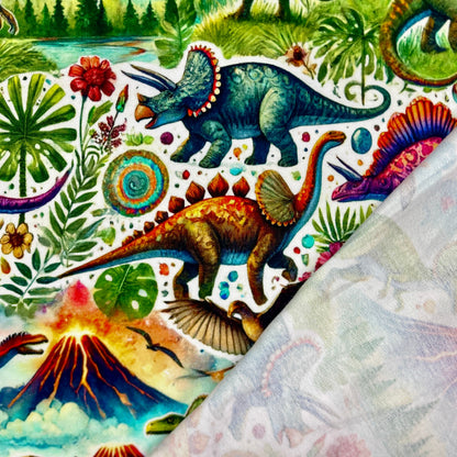 Molleton bouclette en coton - monde des dinosaures 260 g/m²