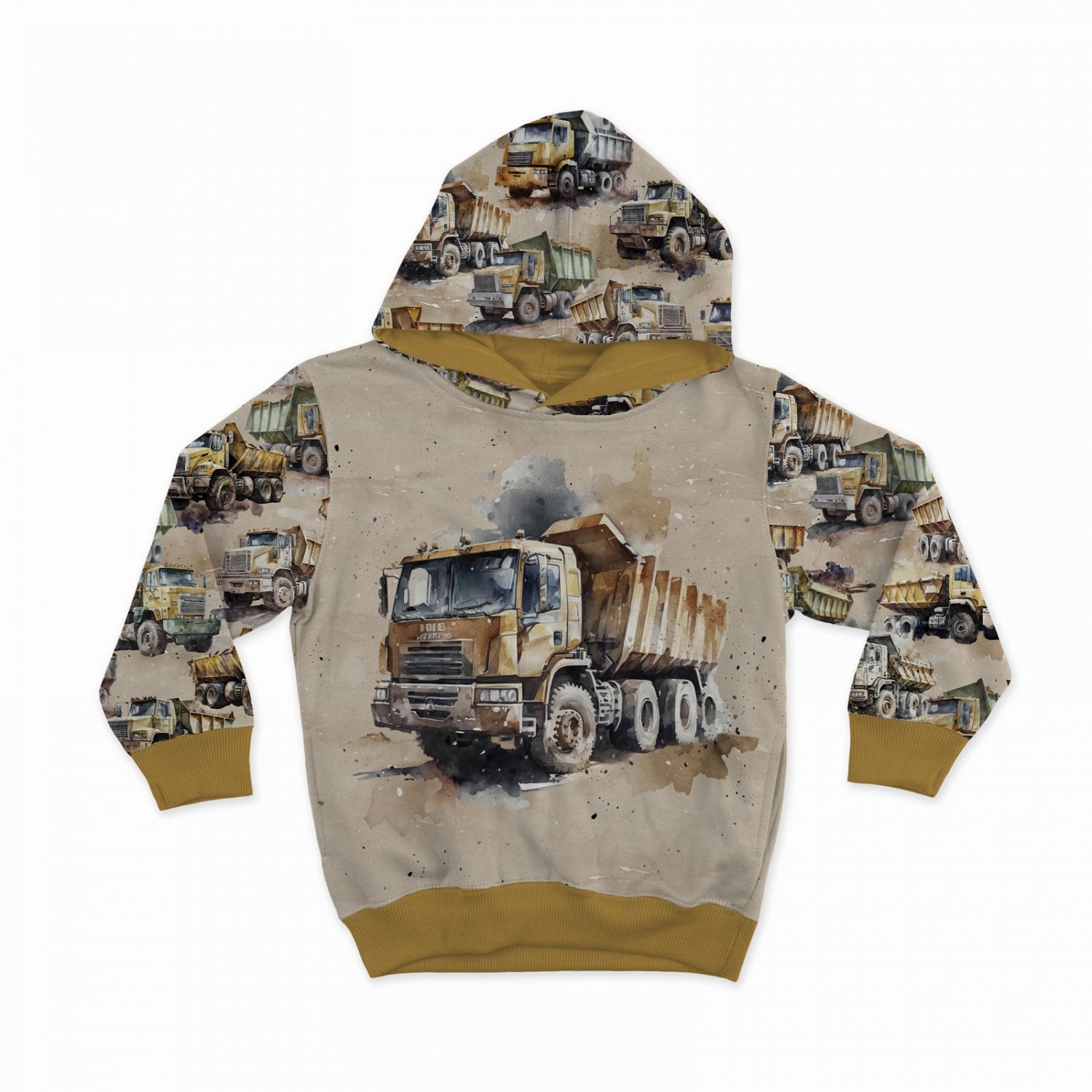 Image de tricot bouclette en coton - puissants tombereaux dans les carrières de pierre 250 g/m² | Design - 01 – disponible chez Šarlotes audumi