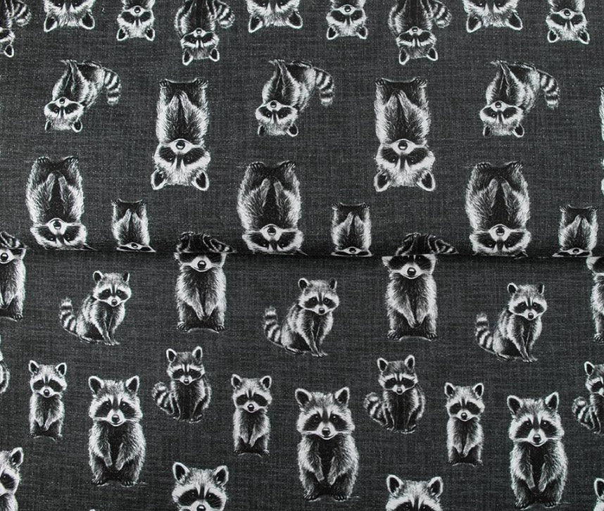 Image en jersey bouclette de coton – ratons laveurs 265 g/m² – disponible chez Šarlotes audumi
