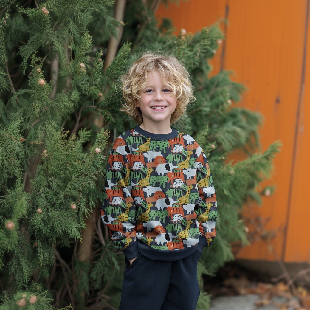 Image of cotton loopback jersey - bright animals 225 g/m² – available at Šarlotes audumi