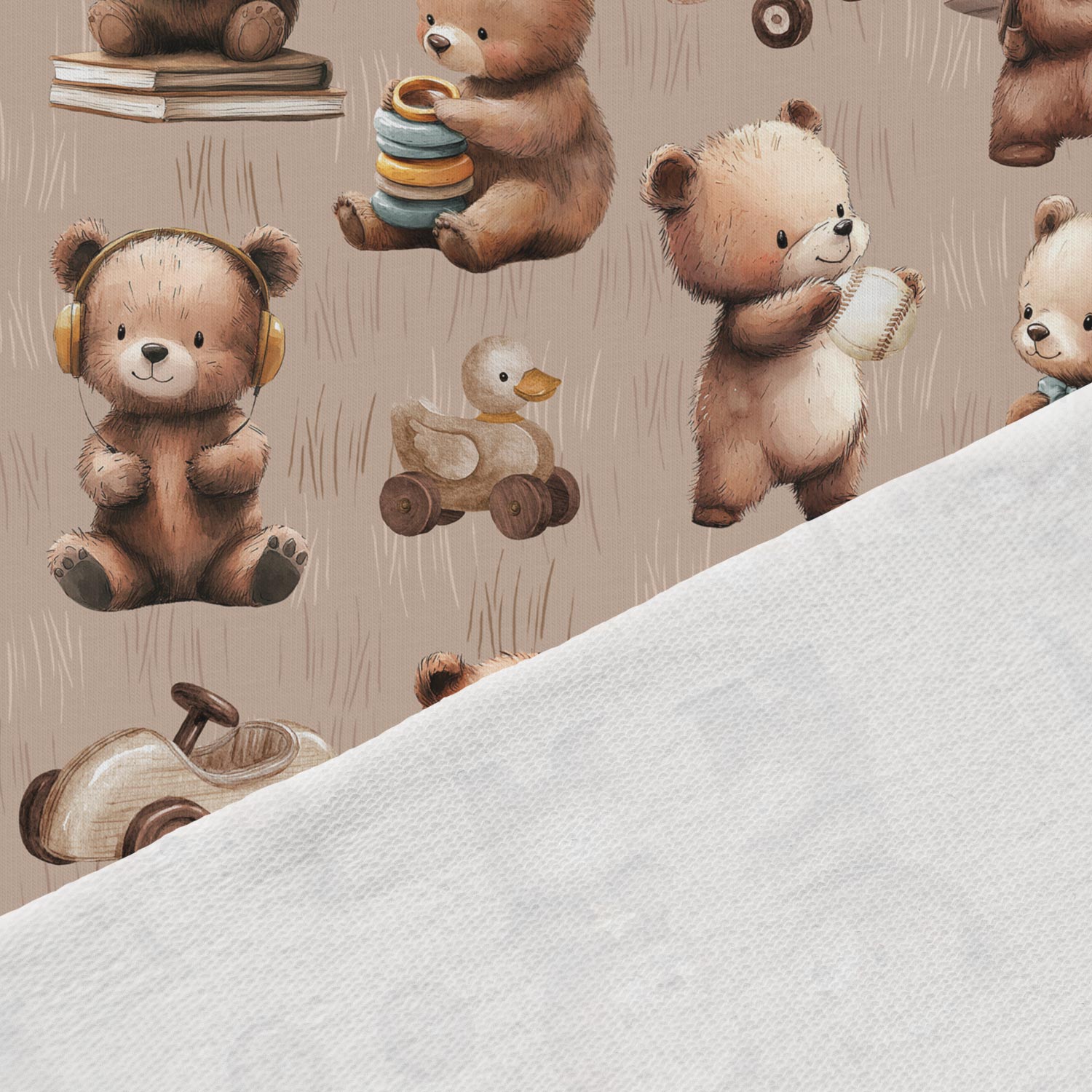 Image with cotton loopback jersey - bear cub mischief 250 g/m² – available at Charlotte's fabrics
