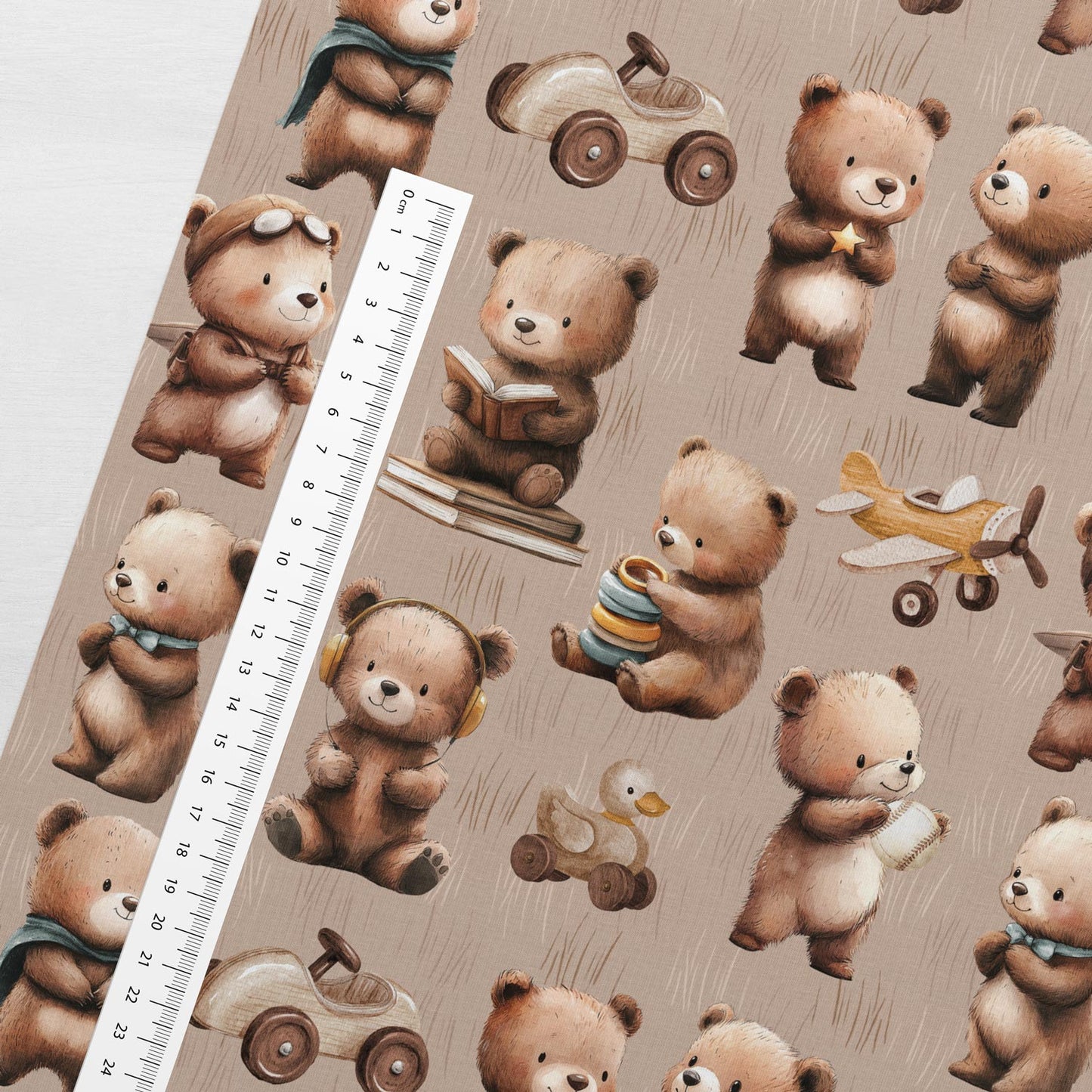 Image of cotton loopback jersey - teddy bear mischief 250 g/m² – available at Šarlotes audumi