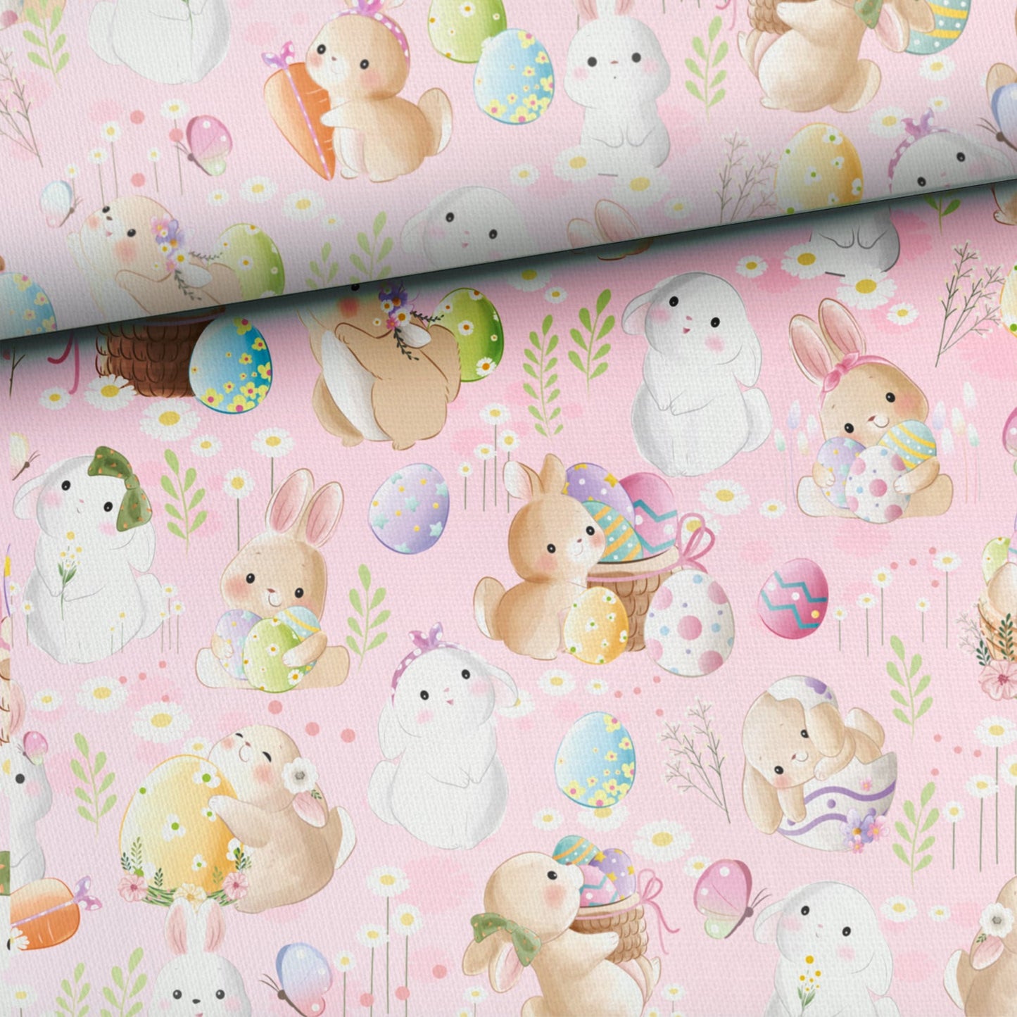 Maille bouclette en coton - lapin de Pâques 260 g/m²