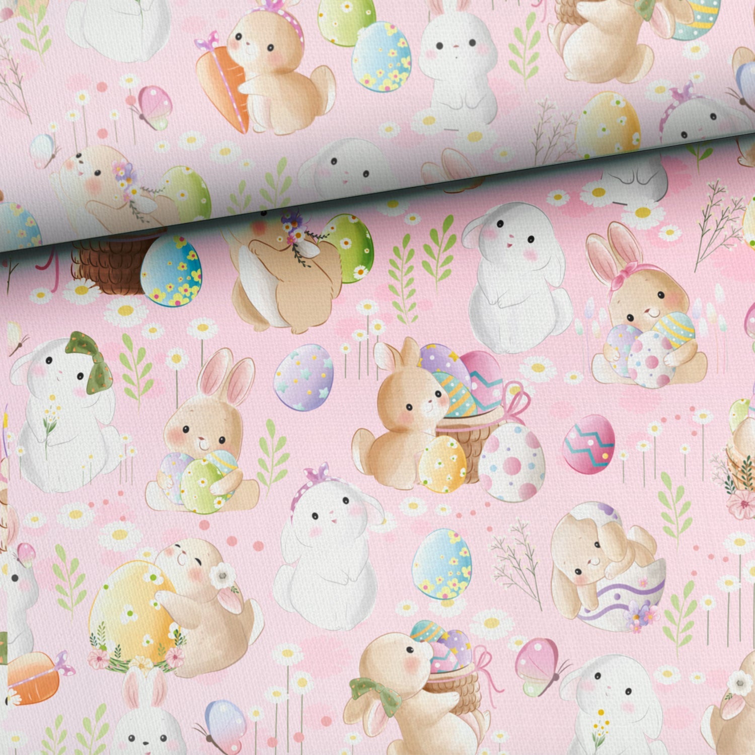 Maille bouclette en coton - lapin de Pâques 260 g/m²