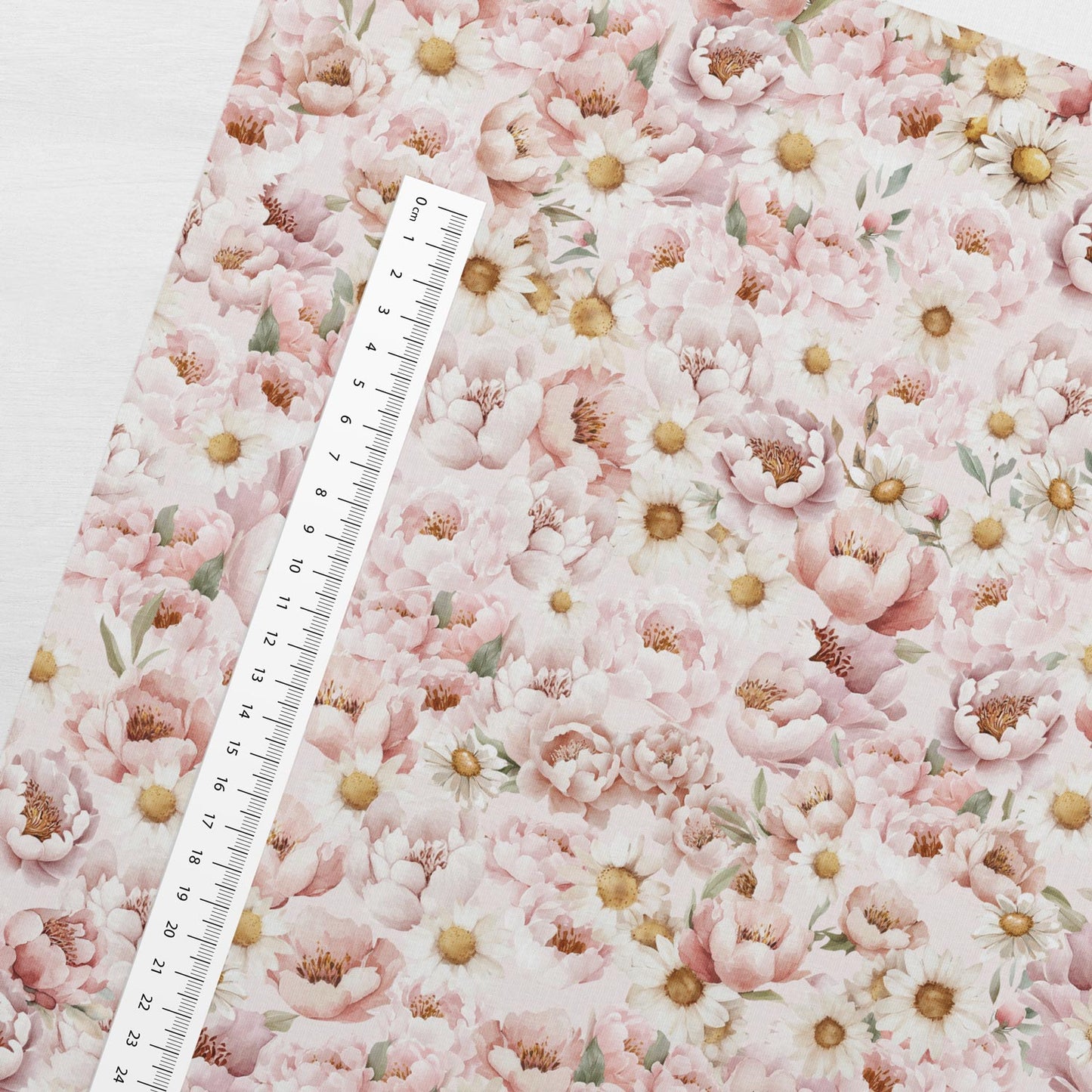 maille bouclette en coton - marguerites et pivoines 250 g/m²