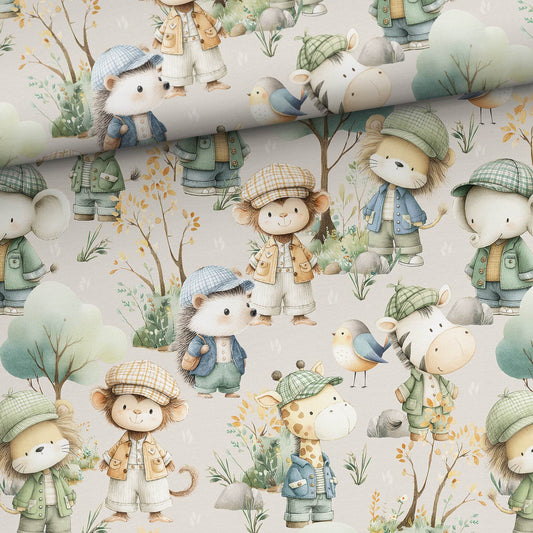 Image of cotton loopback knit - little explorers safari 250 g/m² – available at Šarlotes audumi