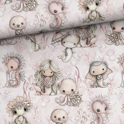 Image de tissu molletonné en coton - océan perlé 250 g/m² | Design - 16 – disponible chez Šarlotes audumi