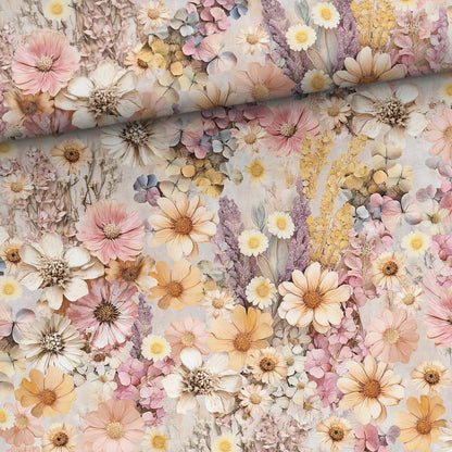 Image de tissu sweat en coton, tons pastel d’été, 250 g/m² – disponible chez Šarlotes audumi