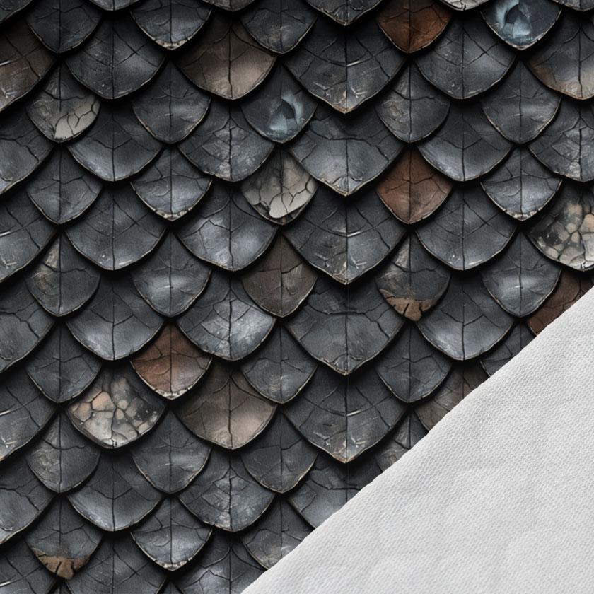 Image de maille bouclette en coton - écailles de dragon bleues 250 g/m² | Motif - 13 – disponible chez Šarlotes audumi
