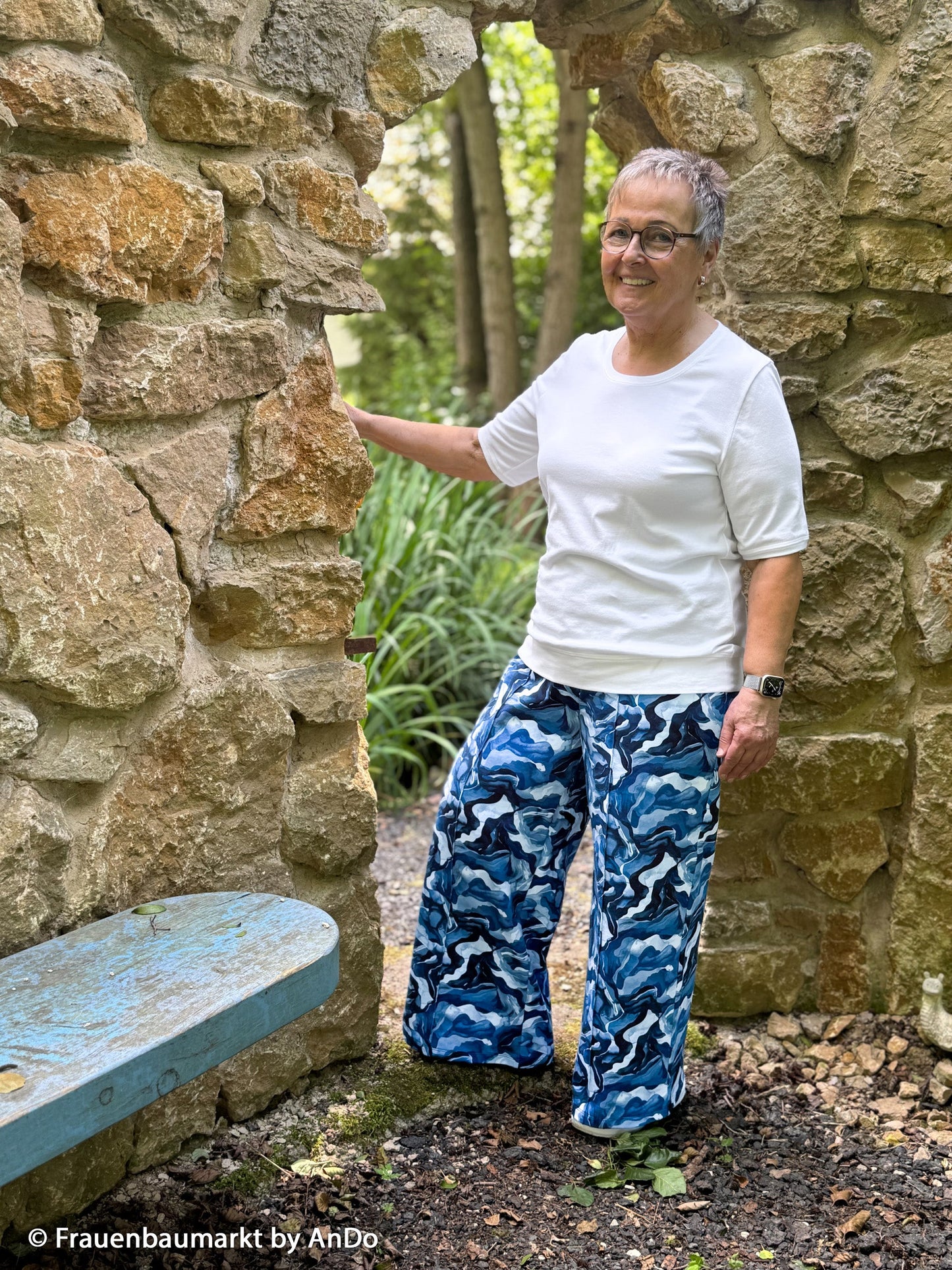 Image of cotton loopback knit - Blue Wave Dance 245 g/m² – available at Šarlotes audumi