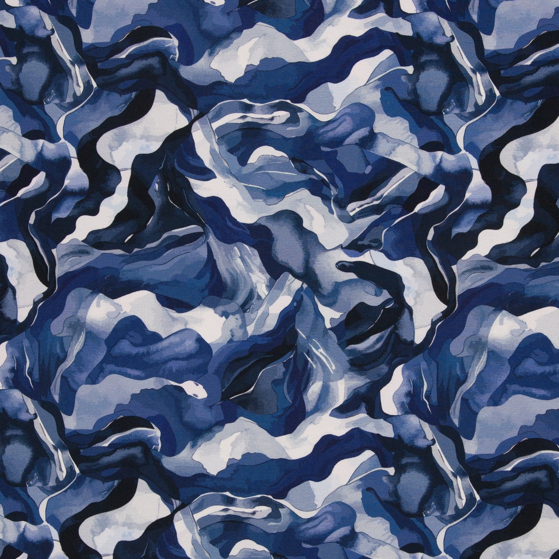 Image of Cotton loopback knit - Blue Wave Dance 245 g/m² – available at Charlotte Fabrics