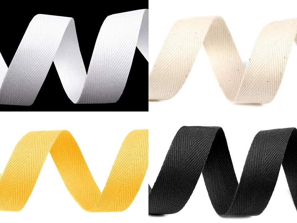 Ruban en coton | tressage chevrons | 20 mm| en différentes teintes