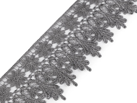 Dentelle en coton - 7 cm grise