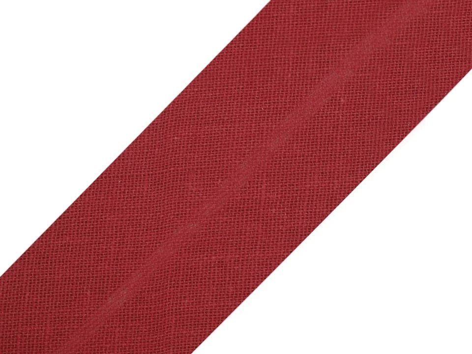 Image du ruban biais en coton 30 mm - rouge foncé – disponible chez Šarlotes audumi