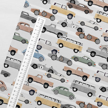 Attēls ar Kokvilnas trikotāža - auto gaiši pelēkos toņos 200 g/m² – pieejams Šarlotes audumi