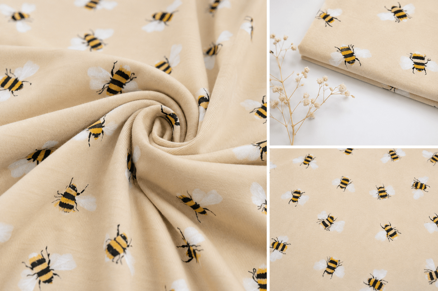 Image avec jersey de coton - abeilles 200 g/m² – disponible chez Šarlotes audumi