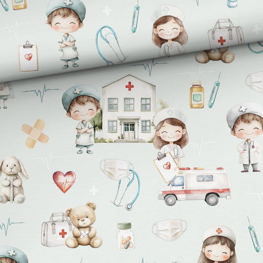Image of cotton jersey - little doctors 200 g/m² – available at Charlotte's Fabrics