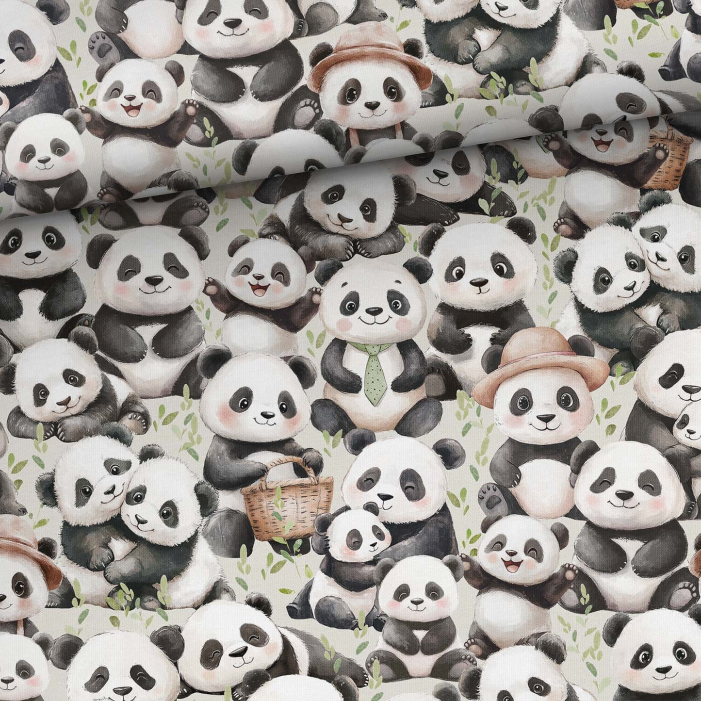 Jersey de coton - pandas 200 g/m²