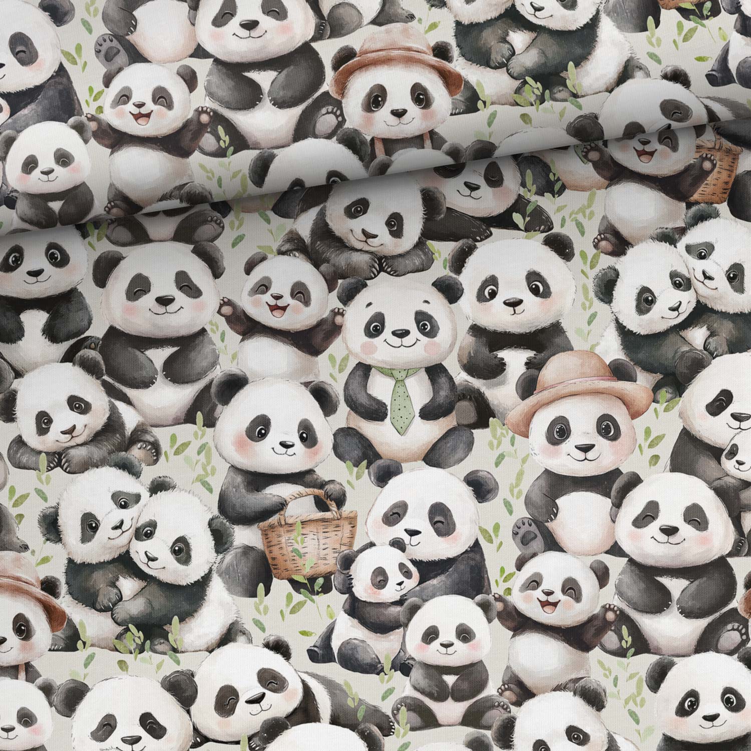 Jersey de coton - pandas 200 g/m²
