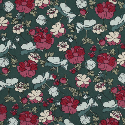 Jersey de coton - fleurs sur fond vert 200 g/m²