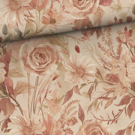 Image of cotton jersey - autumn floral pattern 200 g/m² – available at Šarlotes audumi